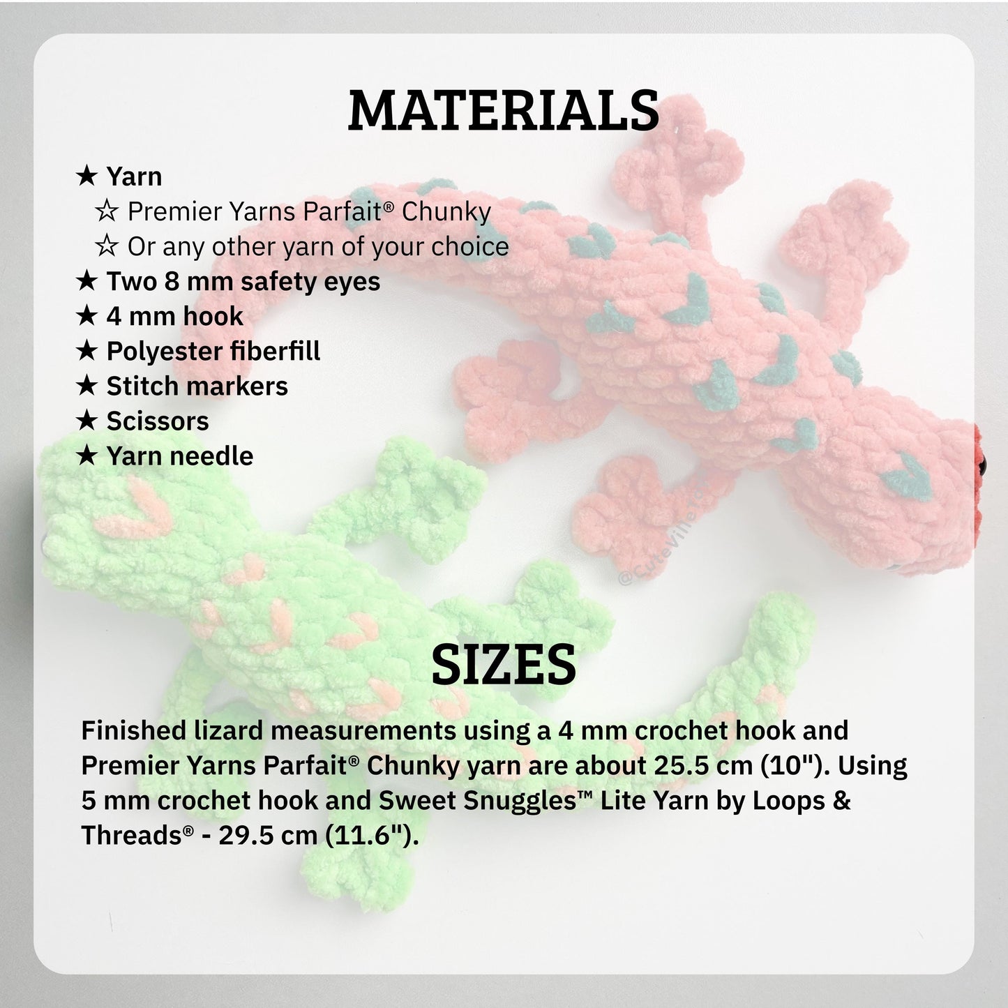 Lizard No Sew Crochet Pattern