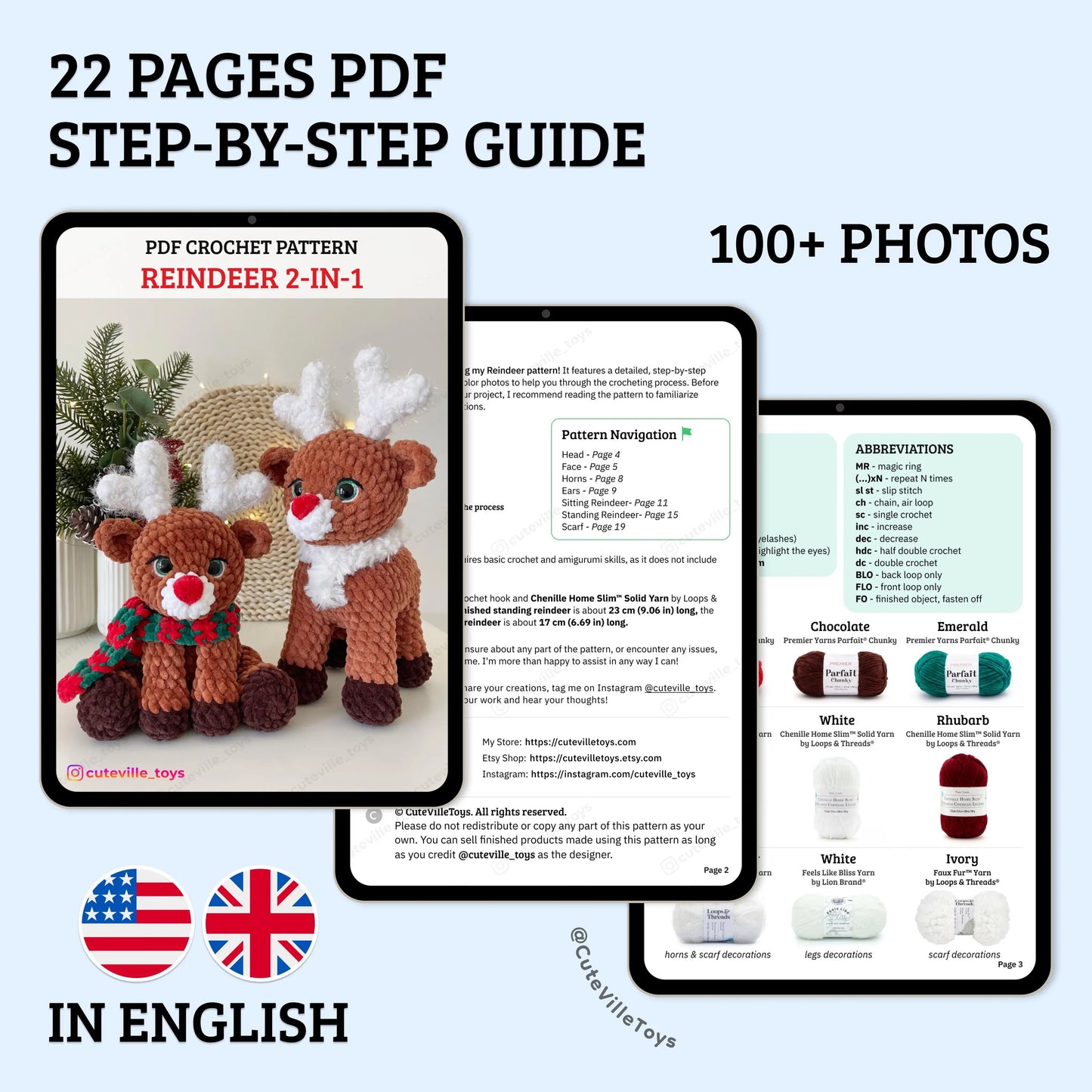 Reindeers 2-in-1 Crochet Pattern