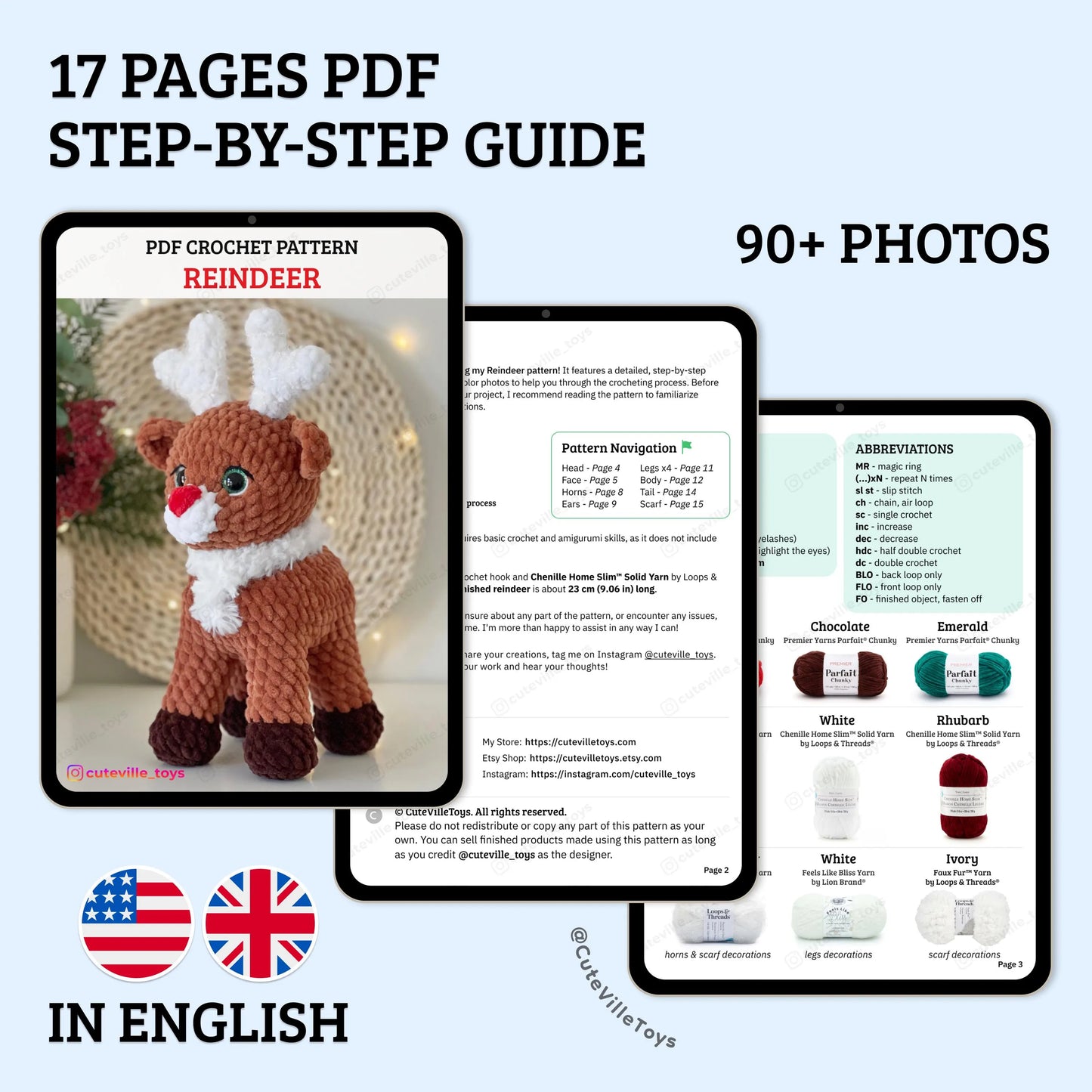 Standing Reindeer Crochet PDF Pattern